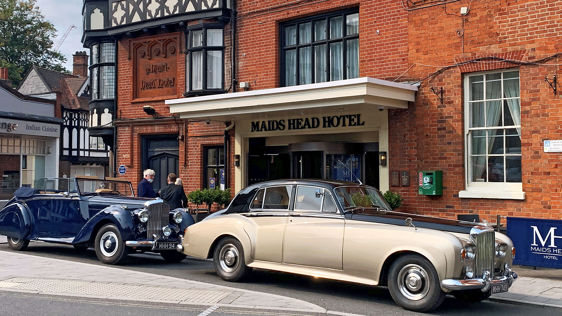 Chauffer driven Bentley outside the hotel - Maids Head Hotel, Norwich