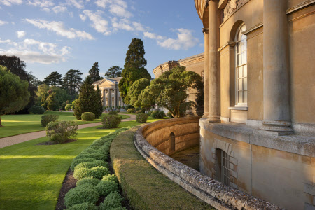 The Rotunda and Italianate Garden, looking towards the west wing at Ickworth House, Suffolk.