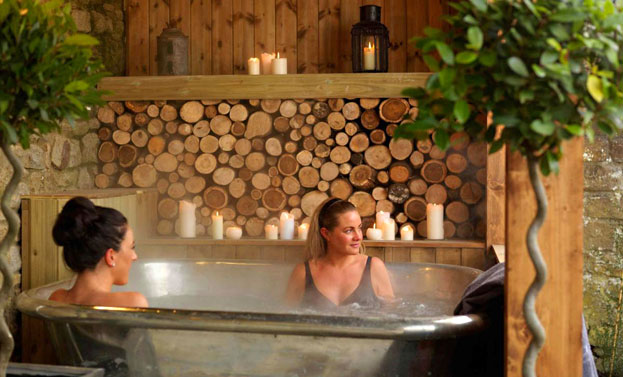 Outdoor hot tub at The Garage Spa - The Morritt Country House Hotel & Spa - Barnard Castle, County Durham