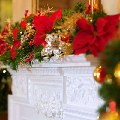 Christmas mantelpiece - Rowton Hall Hotel, Chester