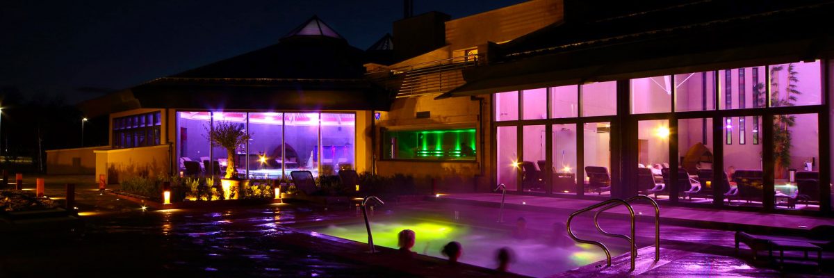 Outdoor pool at night - Ramside Hall Hotel, Durham