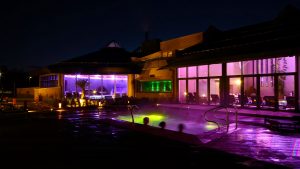 Outdoor pool at night - Ramside Hall Hotel, Durham