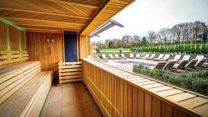 Thermal suite overlooking the outdoor pool - Ramside Hall Hotel, Durham