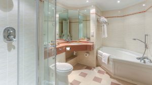 Bathroom in the Junior Turret Suite - Dalmahoy Hotel & Country Club, Edinburgh