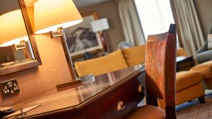 Work desk in the Junior Turret Suite - Dalmahoy Hotel & Country Club, Edinburgh