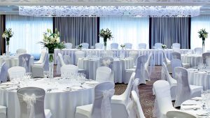 Stylish wedding reception set up in the Dalmahoy Suite - Dalmahoy Hotel & Country Club