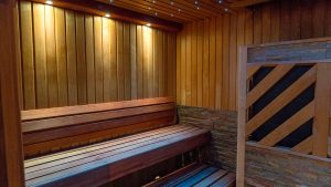 The sauna in the the Thermal Suite - Fairlawns Hotel & Spa, Walsall