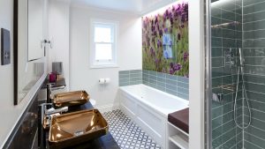 Bathroom in the Lavendula feature room - Gonville Hotel, Cambridge