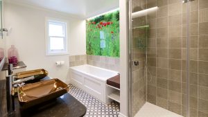 Bathroom in the Papava feature room - Gonville Hotel, Cambridge