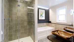 Bathroom in the Rosa feature room - Gonville Hotel, Cambridge