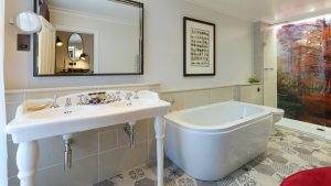 Bathroom in the Sequoia feature room - Gonville Hotel, Cambridge