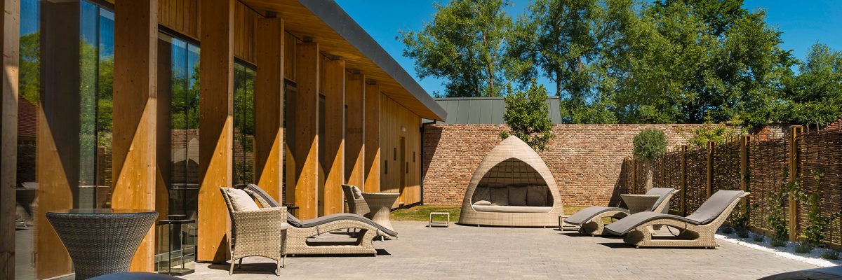 Outdoor courtyard relaxation area - Hatherley Manor Hotel & Spa, Cotswolds