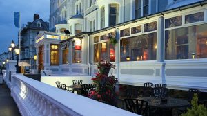 The patio area in front of the hotel at night - The Imperial Hotel, Llandudno