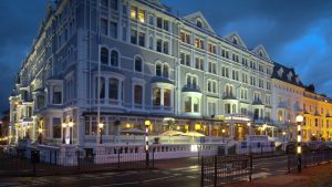 The hotel lit up at night - The Imperial Hotel, Llandudno