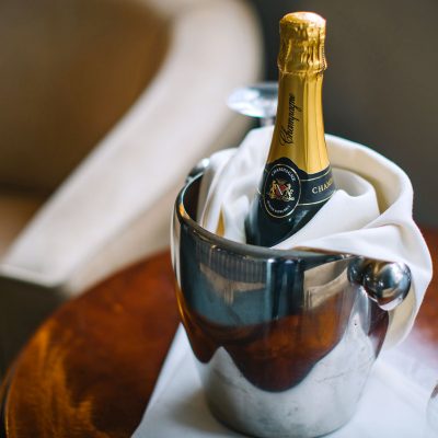 Bottle of Champagne in a room - Lindeth Howe, Lake Windermere