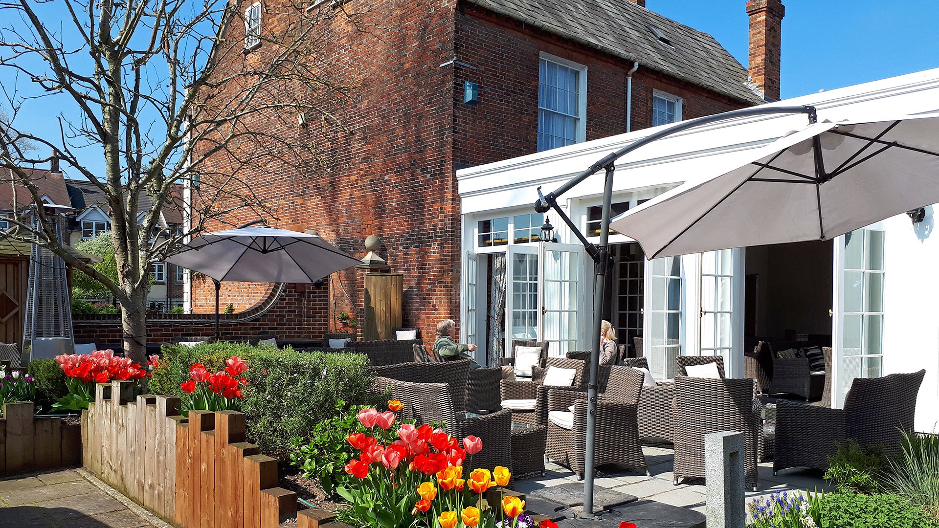 Outdoor terrace at Milford Hall Hotel