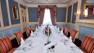 Private dining room set for dinner - Milford Hall Hotel, Salisbury