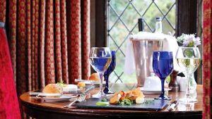 Fine dining in the Oak Room Restaurant - Nailcote Hall Hotel, Warwickshire