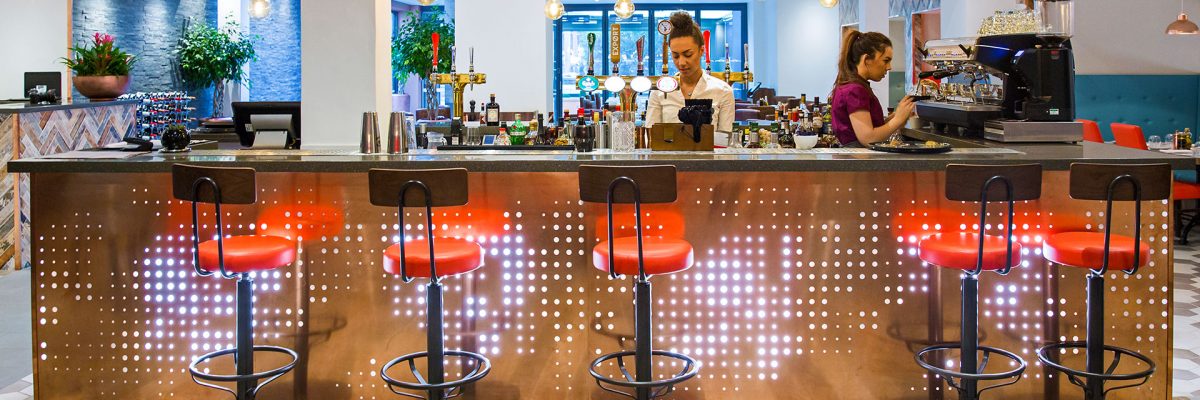The feature bar in Convive Restaurant - Weetwood Hall Hotel, Leeds