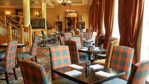 A tartan flair in the Pentland Restaurant- Dalmahoy Hotel & Country Club, Edinburgh