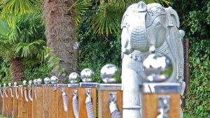 The white elephant keeps an eye on those arriving at the hotel - Donnington Manor Hotel, Sevenoaks