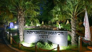 Entrance to the hotel in dramatic lighting - Donnington Manor Hotel, Sevenoaks