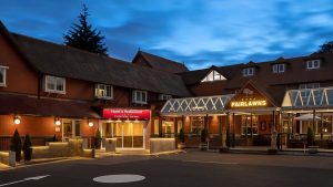 The entrance to the hotel at twilight - Fairlawns Hotel & Spa, Walsall