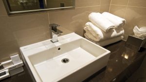 Bathroom in a Classic twin room - Frensham Pond Country House Hotel & Spa, Farnham