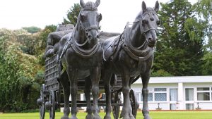Horse and cart sculpture on the lawn - Frensham Pond Country House Hotel & Spa, Farnham