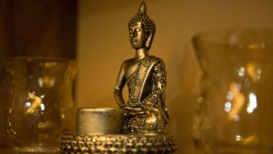 Buddhist ornament in the reception of the spa - Frensham Pond Country House Hotel & Spa, Farnham