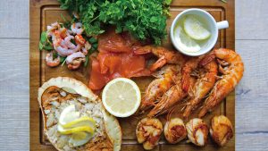 Locally sourced seafood platter in the Coast Restaurant - Hythe Imperial Hotel, Spa & Golf, Hythe, Kent