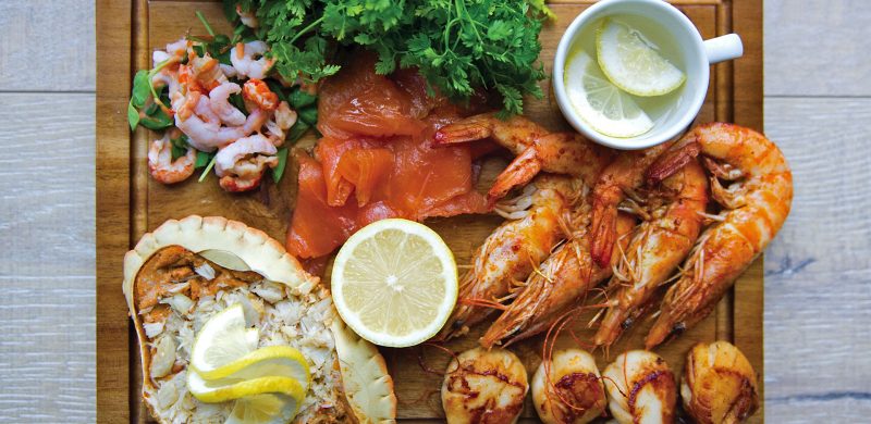 Locally sourced seafood platter in the Coast Restaurant - Hythe Imperial Hotel, Spa & Golf, Hythe, Kent
