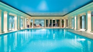 Indoor swimming pool with Roman inspired columns - Hythe Imperial Hotel, Spa & Golf, Hythe, Kent