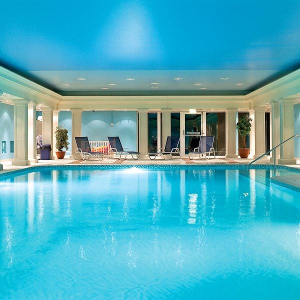 Indoor swimming pool with Roman inspired columns - Hythe Imperial Hotel, Spa & Golf, Hythe, Kent