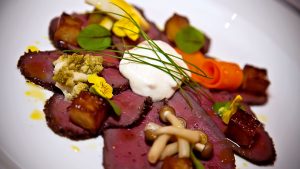 Beef Carpaccio served in the Restaurant - Whitley Hall Hotel, Sheffield