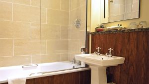 Bathroom of the Luxury Room - Whitley Hall Hotel, Sheffield