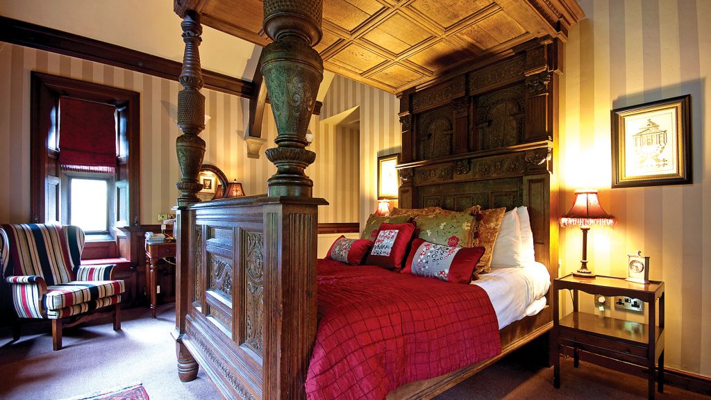 Impressive bed in the Four Poster Suite - Whitley Hall Hotel, Sheffield