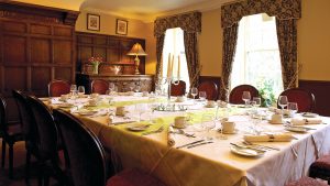Private dining room set for dinner - Whitley Hall Hotel, Sheffield