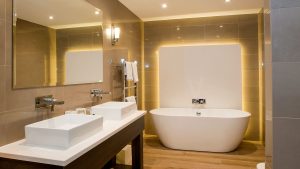 The bathroom of the Maddox Suite - Wrightington Hotel & Spa, Wigan