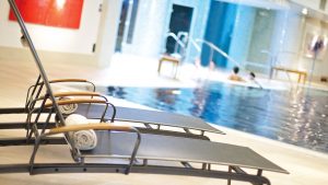 Poolside loungers perfect for relaxing - Donnington Valley Hotel, Golf & Spa, Newbury