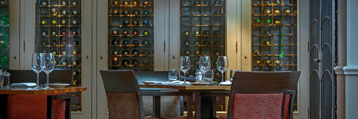 An impressive selection of wine in the Winepress Restaurant- Donnington Valley Hotel, Golf & Spa, Newbury