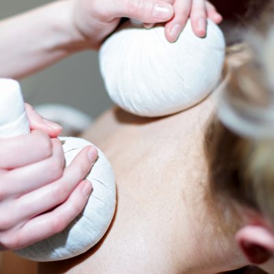 Warm herb poultices at the 5 bubble spa- Donnington Valley Hotel, Golf & Spa, Newbury