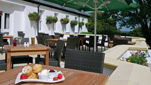Cream tea served on the patio - Ilsington Country House Hotel & Spa, Dartmoor