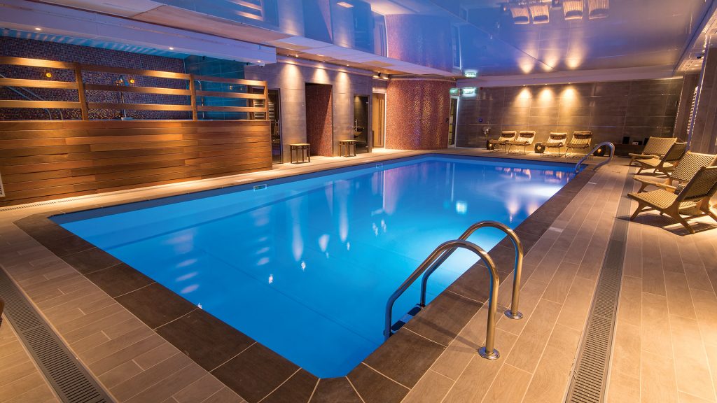 Plenty of space for relaxing next to the indoor pool - Ilsington Country House Hotel & Spa, Dartmoor