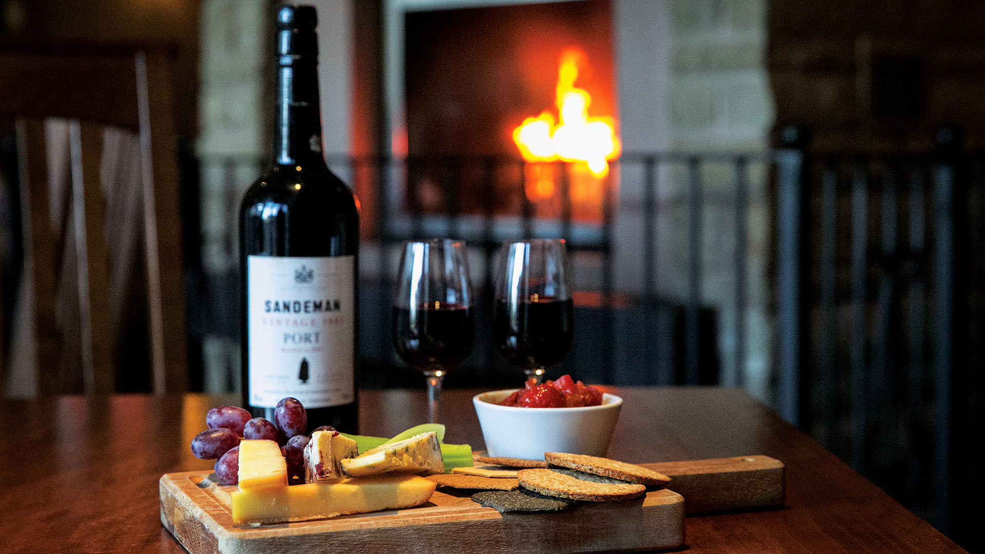 Cheese and wine by the fire - Lancaster House Hotel, Lancaster