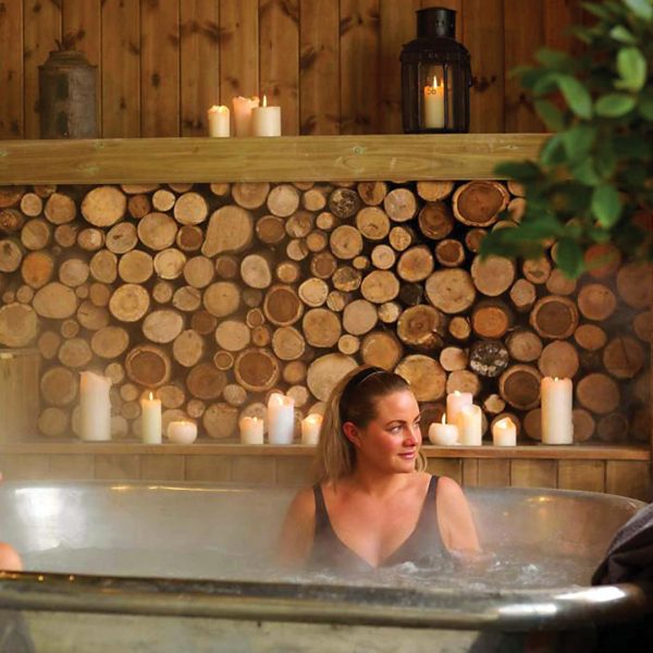 Two ladies enjoying the Garage Spa hot tub - The Morritt Hotel & Garage Spa, Co. Durham