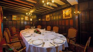 Private dining room set for dinner - Prince Rupert Hotel, Shrewsbury