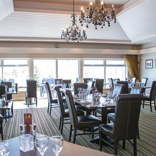 The Lakes Restaurant set for dinner - Stoke by Nayland Hotel, Golf & Spa