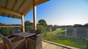 View over the golf course from the balcony of a Luxury Country Lodge - Stoke by Nayland Hotel, Golf & Spa