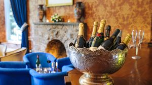 Champagne at the bar - Tre-Ysgawen Hall Hotel & Spa, Isle of Anglesey